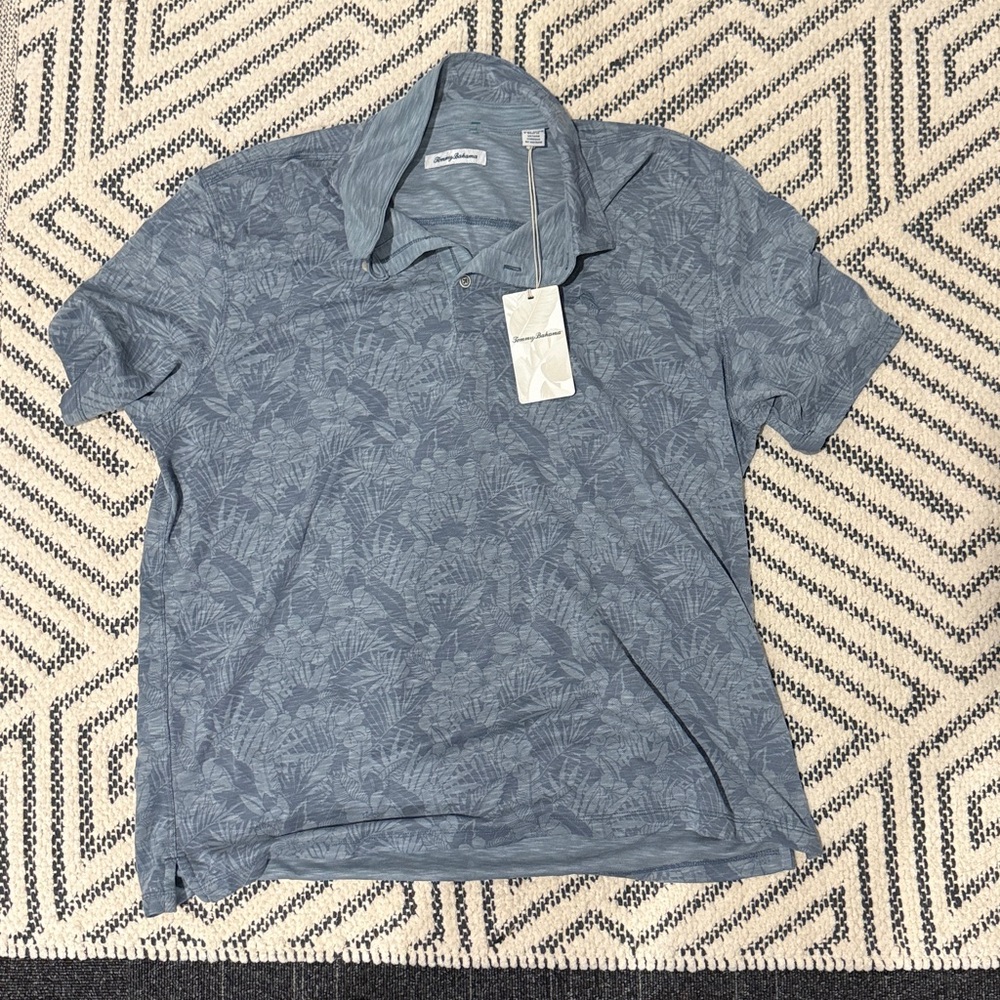 Tommy Bahama Blue Patterned Polo Shirt